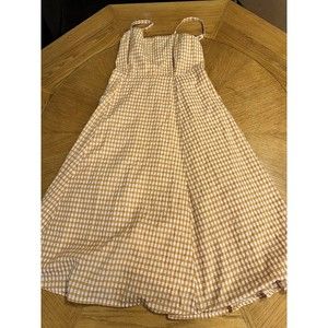 Gap Petite 2 Gingham Plaid Square Neck Sleeveless Midi Dress Sundress Yellow EUC